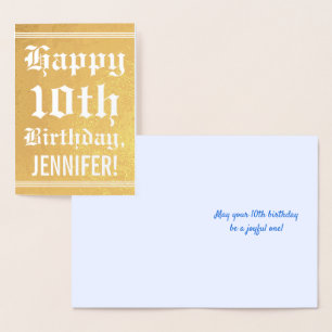 Carte Dorée Gold Foil traditionnel 10e anniversaire avec nom p