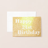 Carte Dorée Gold Happy 21e anniversaire (Devant avec enveloppe)