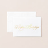 Carte Dorée Gold Happy Holidays Christmas photo folded (Devant avec enveloppe)