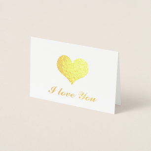 Carte Dorée Gold Heart Je t'aime