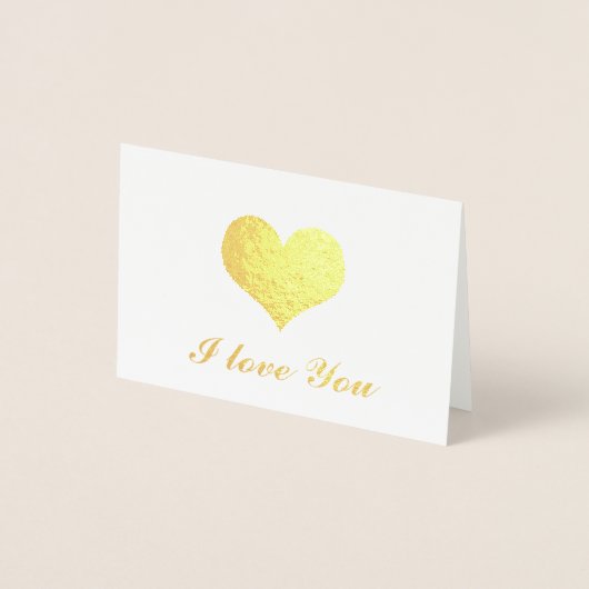 Carte Dorée Gold Heart Je t'aime (Devant)
