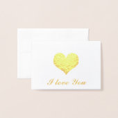 Carte Dorée Gold Heart Je t'aime (Devant avec enveloppe)