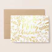 Carte Dorée Gold Joyeux Noël Cirque de Noël Floral Photo (Devant avec enveloppe)