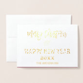 Carte Dorée Gold Joyeux Noël Joyeux Nouvel An Photos de famill (Devant avec enveloppe)