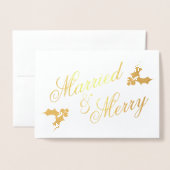 Carte Dorée Gold Marié et Joyeux Noël photo (Devant avec enveloppe)