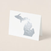 Carte Dorée Gold ou Silver Michigan State Map et Seashell (Devant)