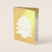Carte Dorée Gold Parties scintillant Très Joyeux sapin de Noël (Devant)