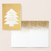 Carte Dorée Gold Parties scintillant Très Joyeux sapin de Noël (Affichage)