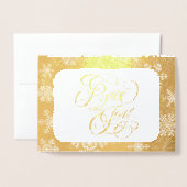 Carte Dorée Gold Snowflakes Peace and Joy Photo (Devant avec enveloppe)