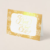 Carte Dorée Gold Snowflakes Peace and Joy Photo (Devant)