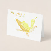 CARTE DORÉE GOLD STORK BABY SHOWER FILLE (Devant)