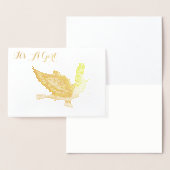 CARTE DORÉE GOLD STORK BABY SHOWER FILLE (Affichage)