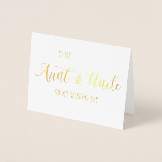 Carte Dorée Gold To My Tante and Uncle on My Wedding Day Card (Devant)