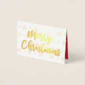 Carte Dorée Golden Joyeux Noël Script Foto Hearts Neige (Devant)