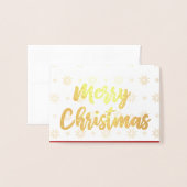 Carte Dorée Golden Joyeux Noël Script Foto Hearts Neige (Devant avec enveloppe)