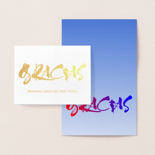 Carte Dorée Gracias espagnol script merci or (Affichage)