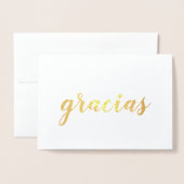 Carte Dorée Gracias Merci espagnol Brushstroke Script Gold (Devant avec enveloppe)