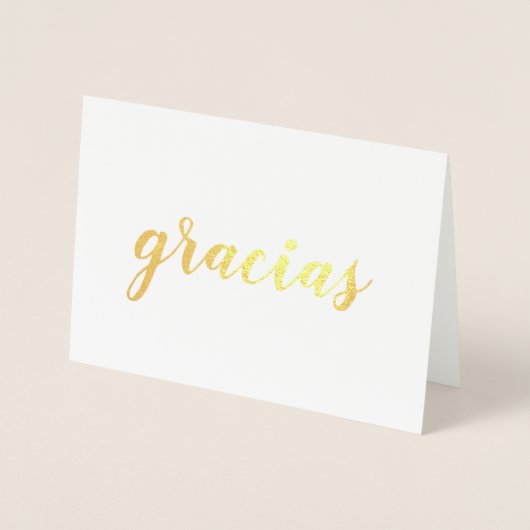 Carte Dorée Gracias Merci espagnol Brushstroke Script Gold (Devant)