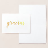 Carte Dorée Gracias Merci espagnol Brushstroke Script Gold (Affichage)
