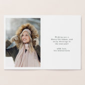 Carte Dorée Grande typographie joyeux avec Noël photo (Intérieur)