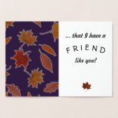 Carte Dorée Grateful Friendship Automne quitte le texte person (Intérieur)