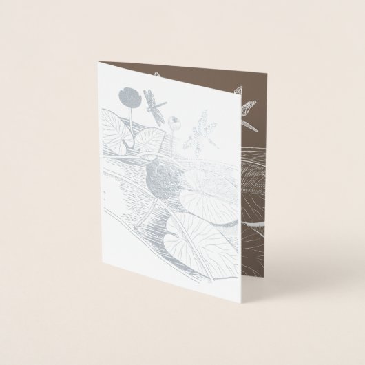 Carte Dorée Gravure de nénuphars (Devant)