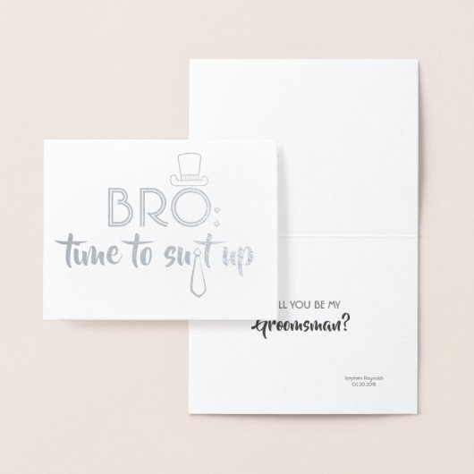 Carte Dorée Groomsman ou Meilleur Homme - Bro Time To Appropri (Affichage)