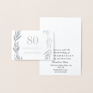 Carte Dorée Guirlande à feuilles d'argent 80e anniversaire Inv