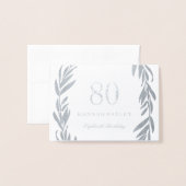 Carte Dorée Guirlande à feuilles d'argent 80e anniversaire Inv (Devant avec enveloppe)