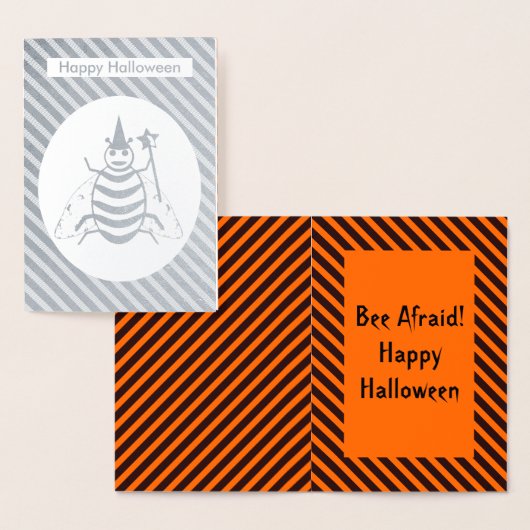 Carte Dorée Halloween Magic Bee Witch Orange et Black Stripes (Affichage)