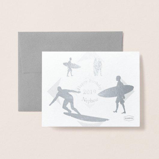 Carte Dorée HAMbWG - Thème Surfeur (Devant avec enveloppe)