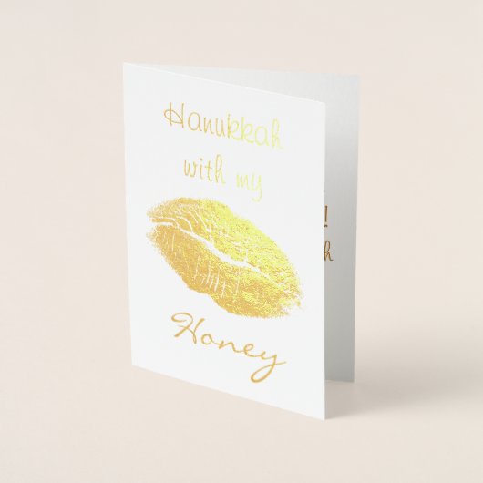 Carte Dorée Hanoukka avec mon miel (Devant)