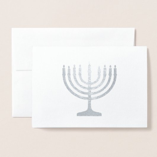 Carte Dorée Hanoukka Snowstorm Menorah (Devant avec enveloppe)