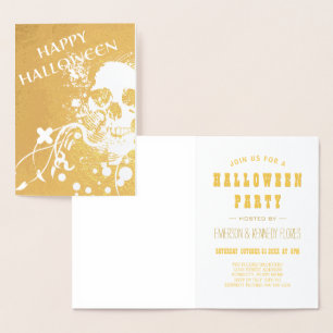Carte Dorée Happy Halloween HiFi Skeleton Gold Foil