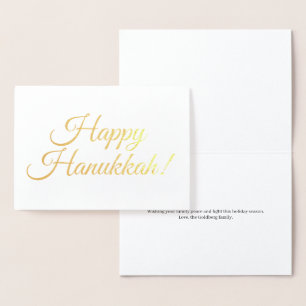 Carte Dorée Happy Hanoukka élégante typographie de script pers
