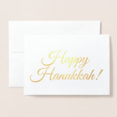 Carte Dorée Happy Hanoukka élégante typographie de script pers (Devant avec enveloppe)