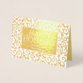 Carte Dorée Happy Holidays Gold Damask Typographie d'entrepris (Devant)