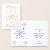 Carte Dorée Happy Holidays Snowflakes (Affichage)