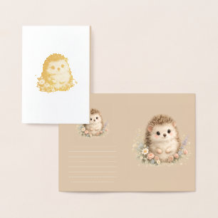 Carte Dorée Hérisson Adorable Jardin Européen