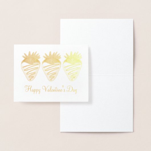 Carte Dorée Heureuse Sainte-Valentin Chocolat fraise trempée (Affichage)