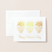 Carte Dorée Heureuse Sainte-Valentin Chocolat fraise trempée (Devant avec enveloppe)