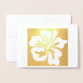 Carte Dorée Hibiscus hawaïen Fleur tropicale fleurie (Devant avec enveloppe)
