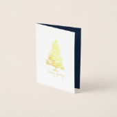 Carte Dorée Hiver Pine Tree Mini voeux de vacances avec photo (Devant)