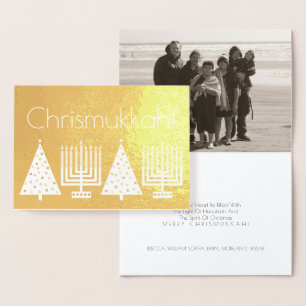 Carte Dorée Holiday Gold Chrismukkah Ajouter Votre Photo Moder