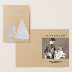Carte Dorée Holiday Silver Chrismukkah Merry Ajouter Votre Pho