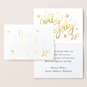 Carte Dorée Holly Jolly AF   Shiny Gold Faux Foil Script