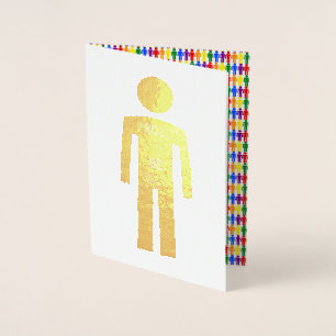 Carte Dorée Hommes gays LGBTQ Silhouette et arc-en-ciel