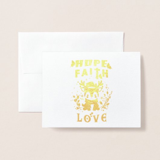 Carte Dorée Hope Faith Love (Devant avec enveloppe)