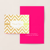 Carte Dorée Hot rose et or Chevron Girls Anniversaire (Affichage)