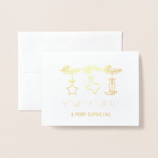 Carte Dorée Howdy Holidays Texas Christmas Grey Card (Devant avec enveloppe)